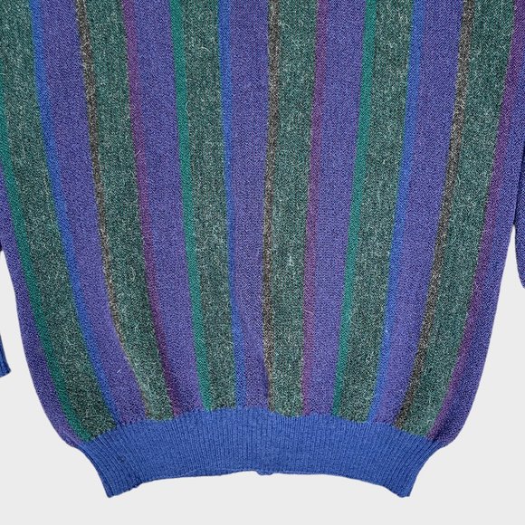 Peruvian Connection Women's 100% Alpaca Cardigan Purple Green Sweater Size M - Picture 12 of 16
